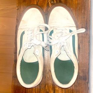 vans pro green and white